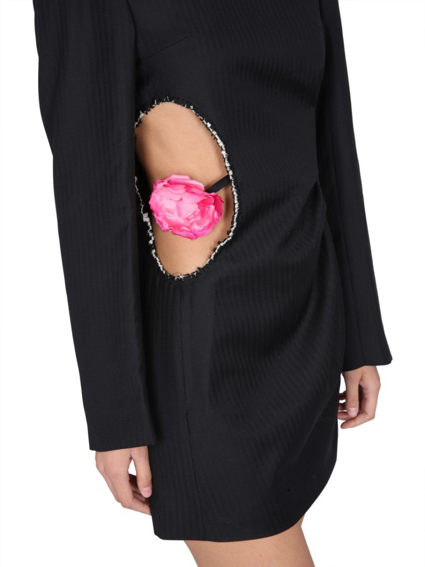 Acne Studios Cut-Out Mini Dress With Floral Embellishment