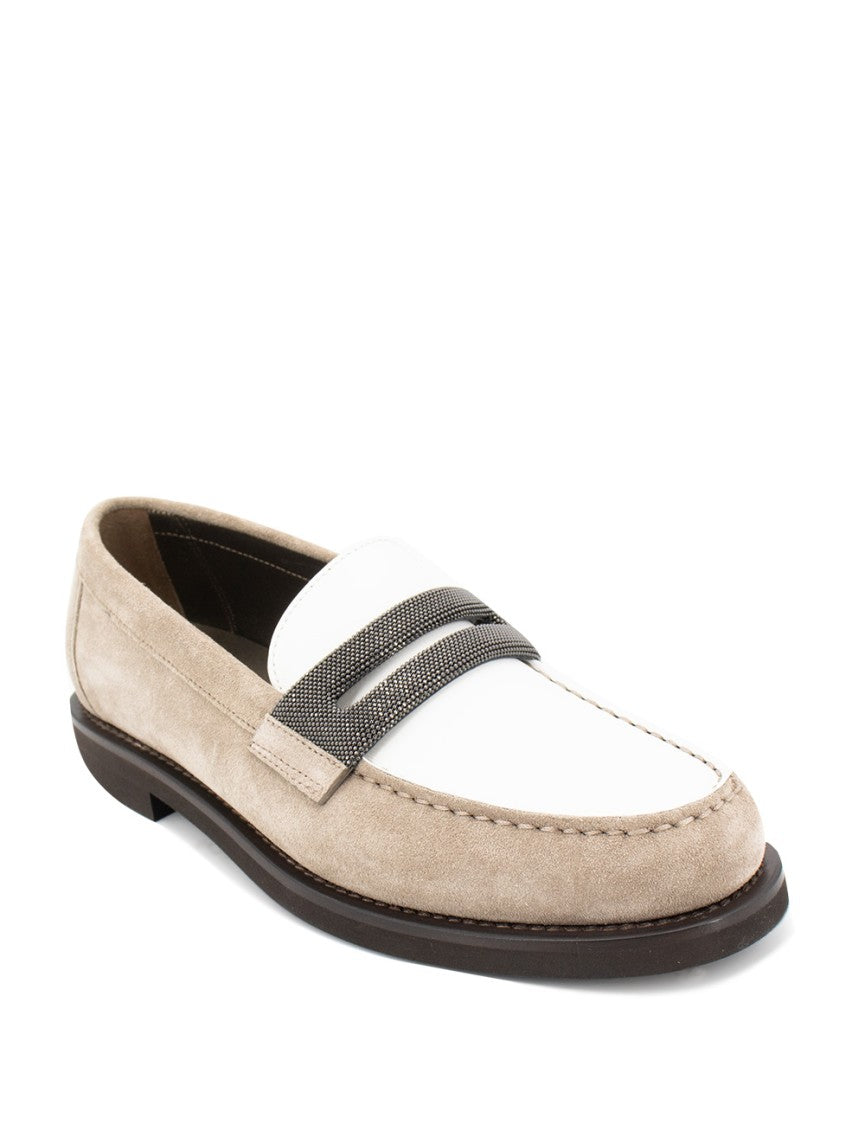 Brunello Cucinelli Hand-Embroidered Leather Moccasins With Polished Finish
