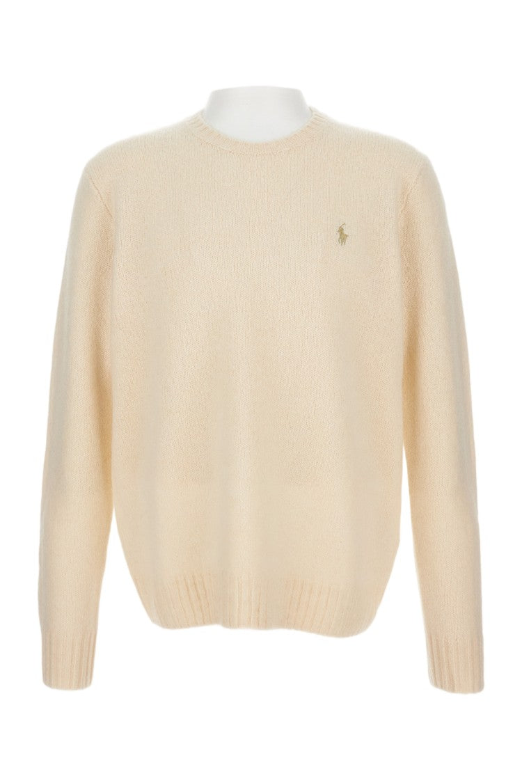 Polo Ralph Lauren Cream White Regular Fit Knit Pullover With Ribbed Trims