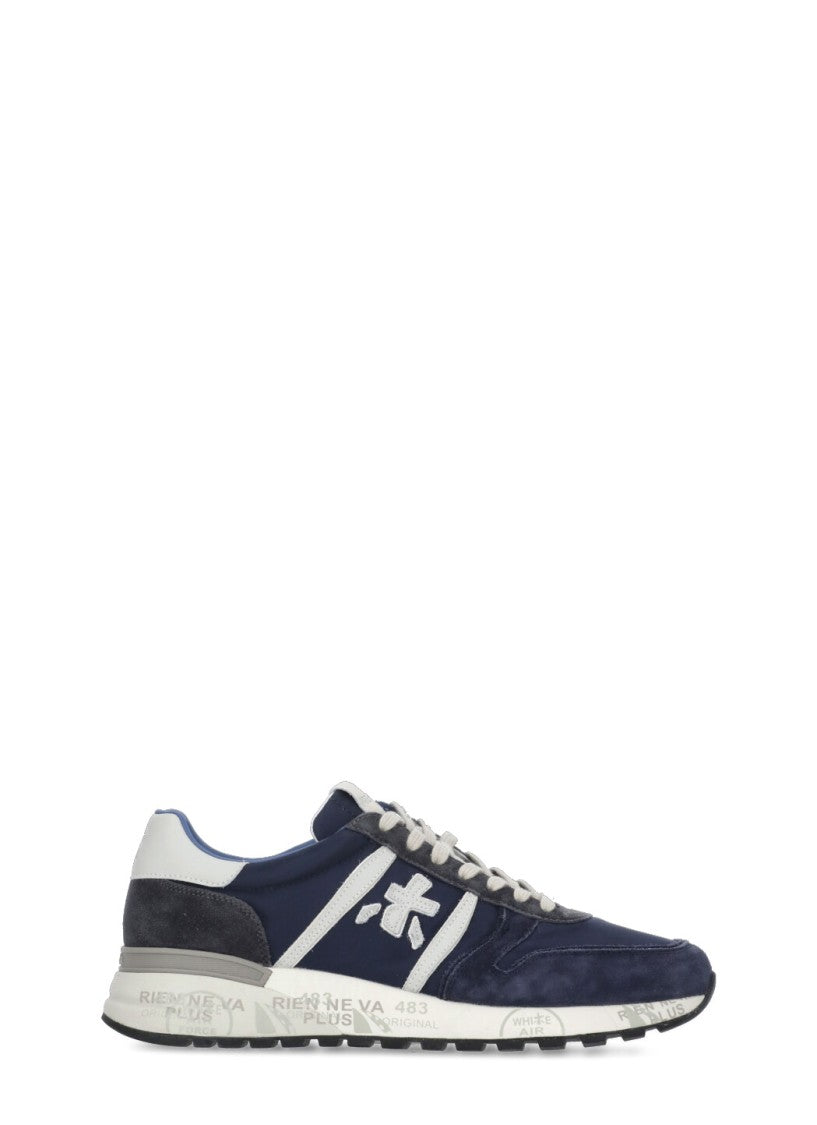 Premiata Blue Lander 7204 Suede-Blend Sneakers