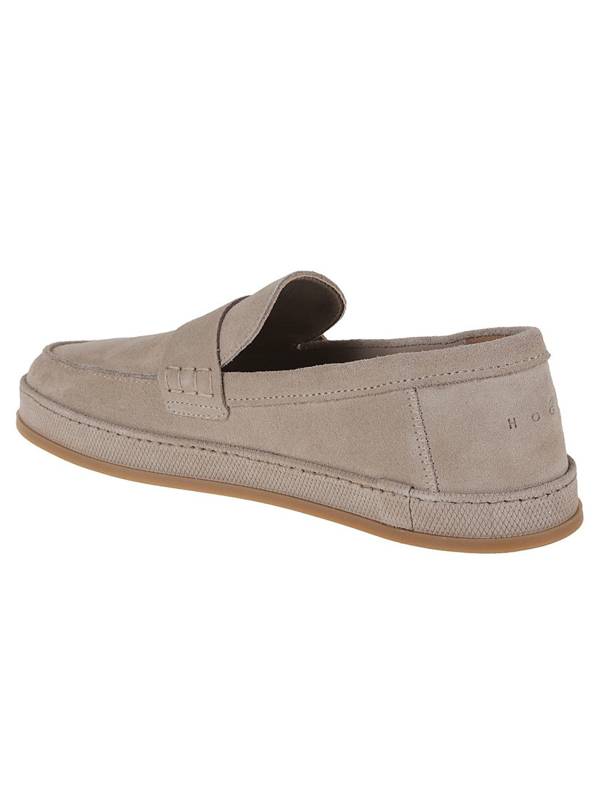 Hogan Hand-Stitched Suede Loafers With Memory Foam Insole