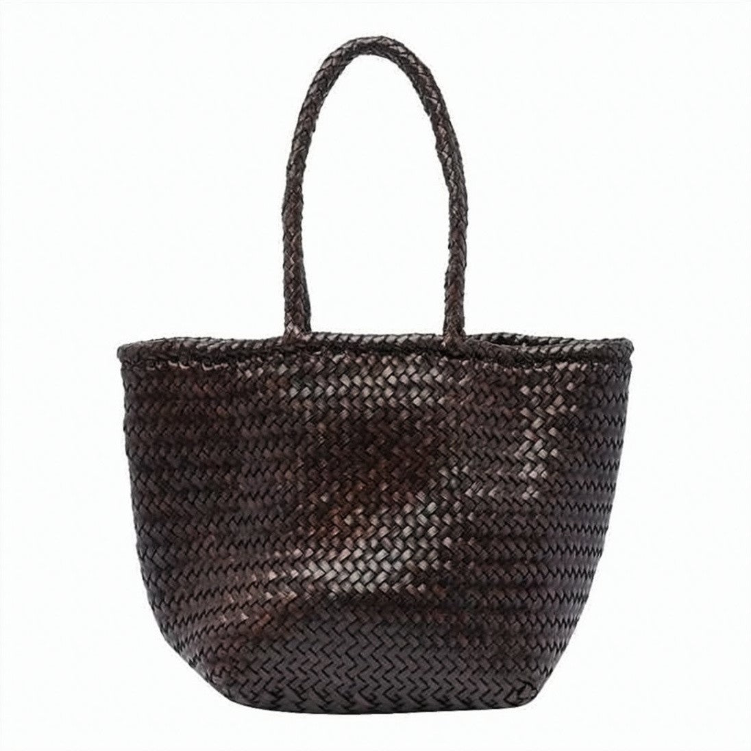 Dragon Diffusion Woven Dark Brown Calf Leather Tote Bag