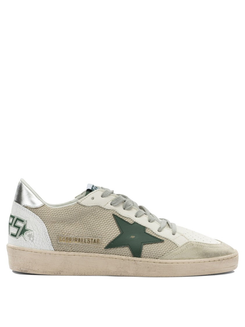 Golden Goose Textured Beige Mesh And Smooth Leather Sneakers