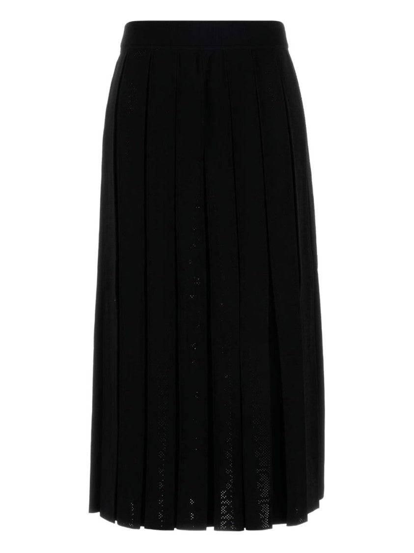 Tory Burch Fully Pleated Black Skirt With Perforated Design