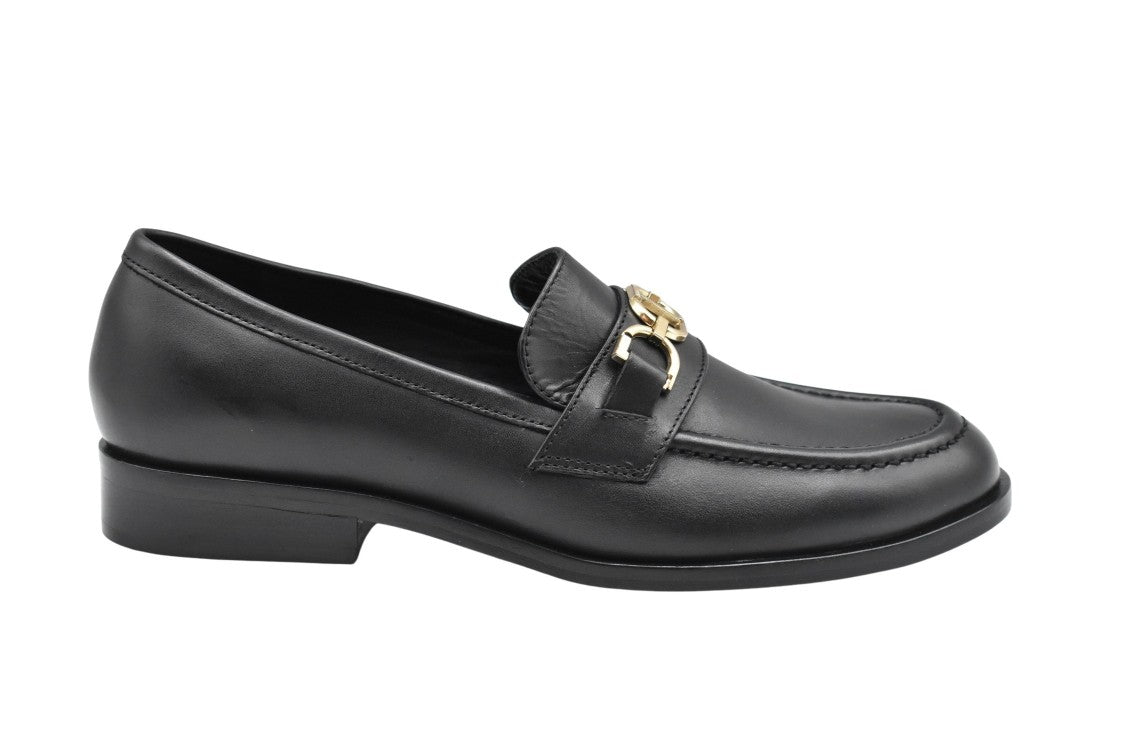 Twin-Set Black Leather Laced Flat Shoes