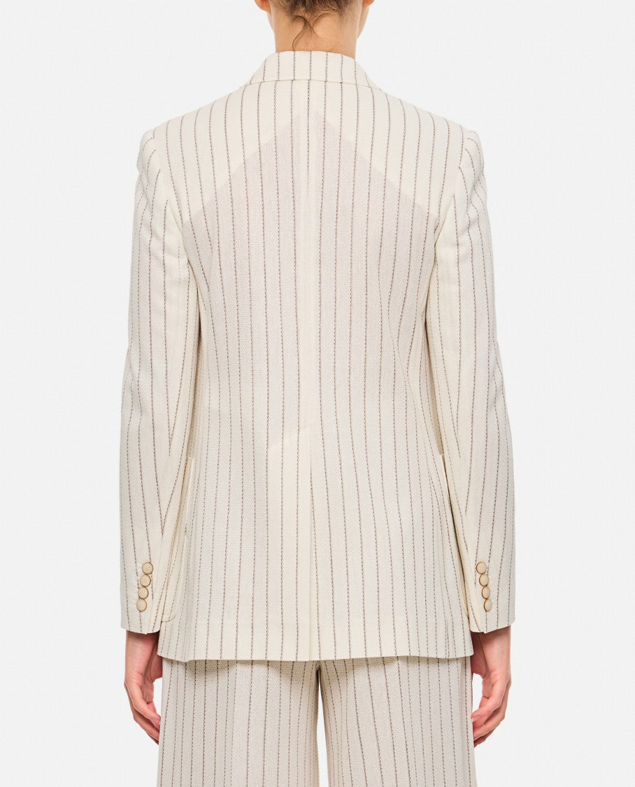 Max Mara Beige Vertical Striped Tailored Jacket