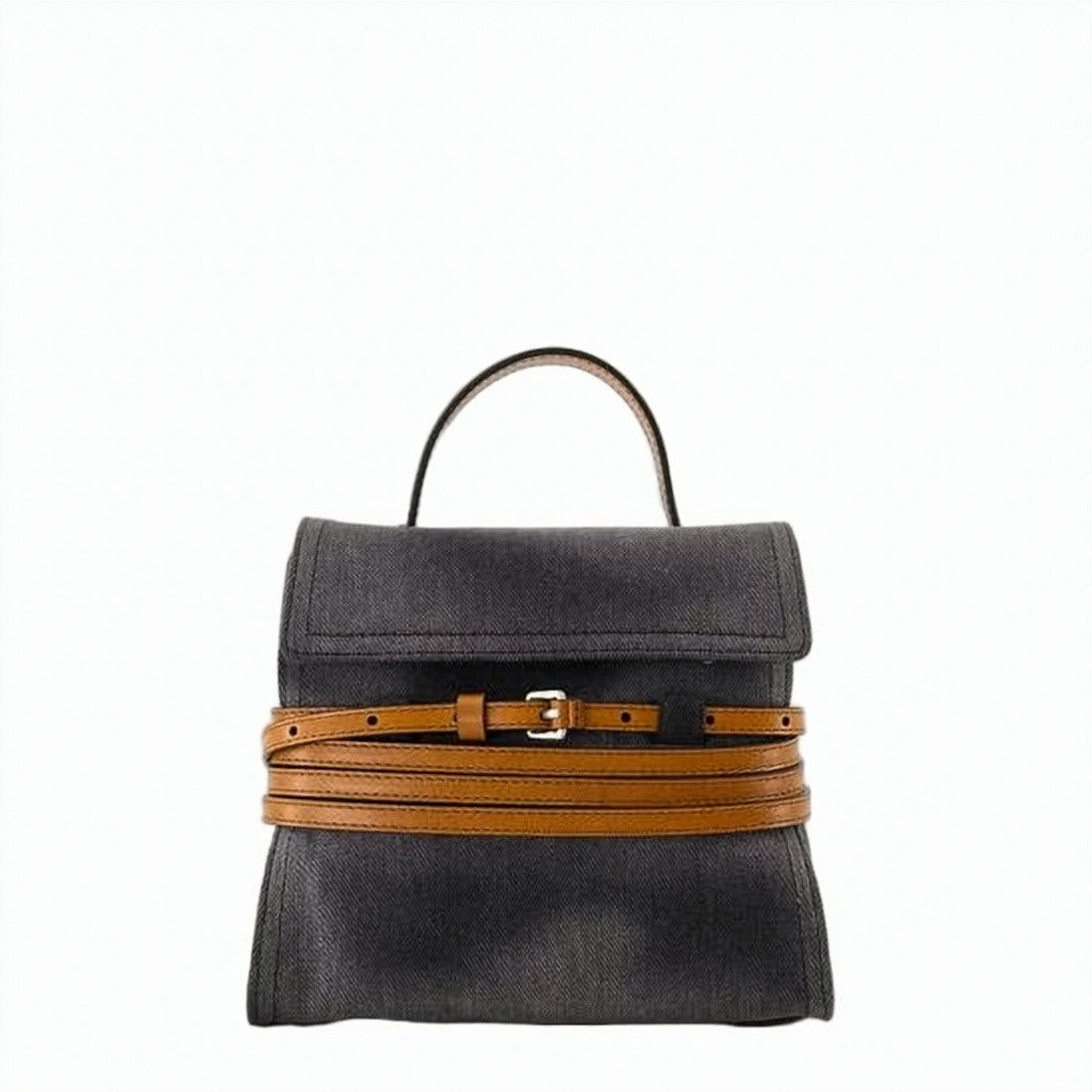 Moschino Black Tote Bag With Belted Design And Flap Closure