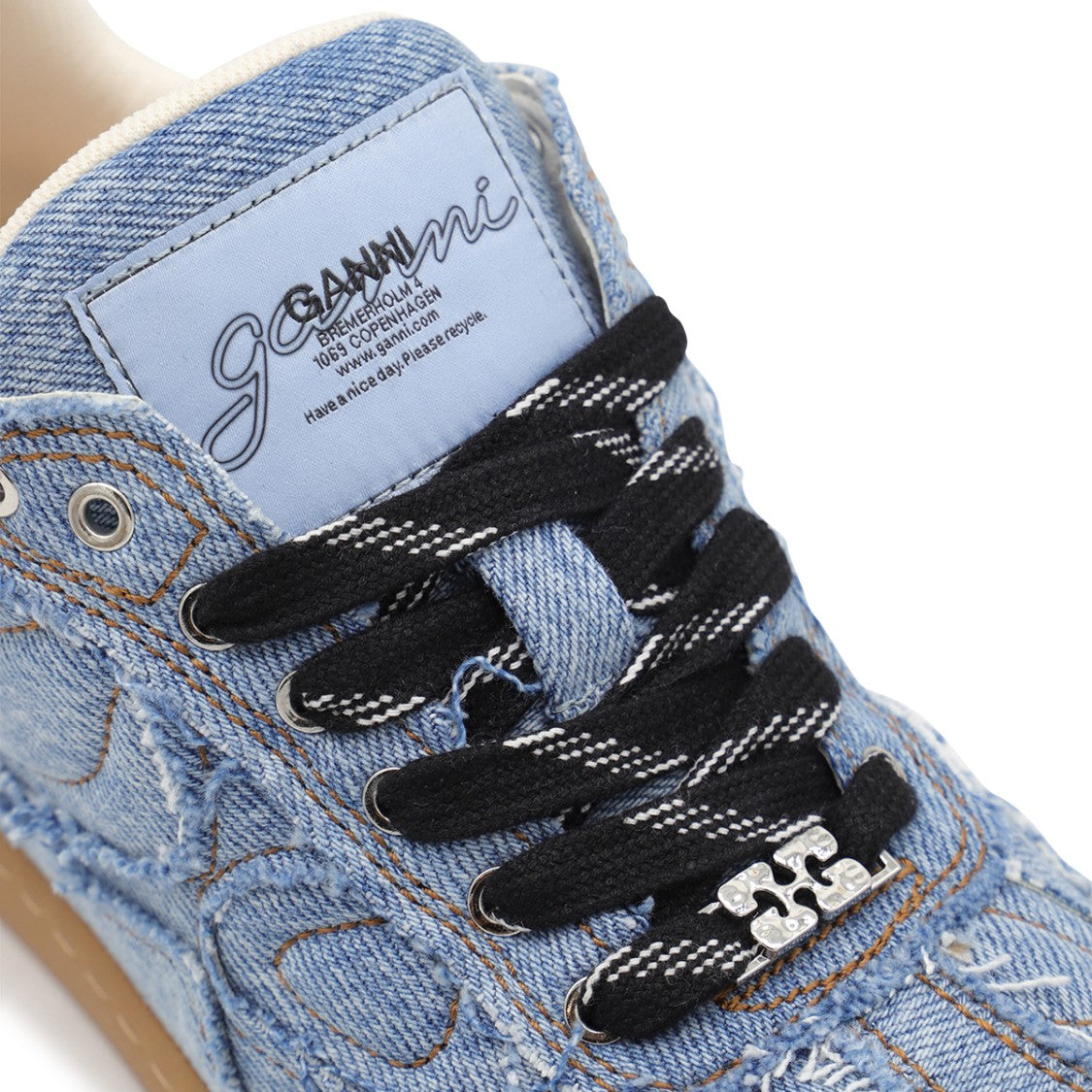Ganni Light Blue Cotton Sneakers