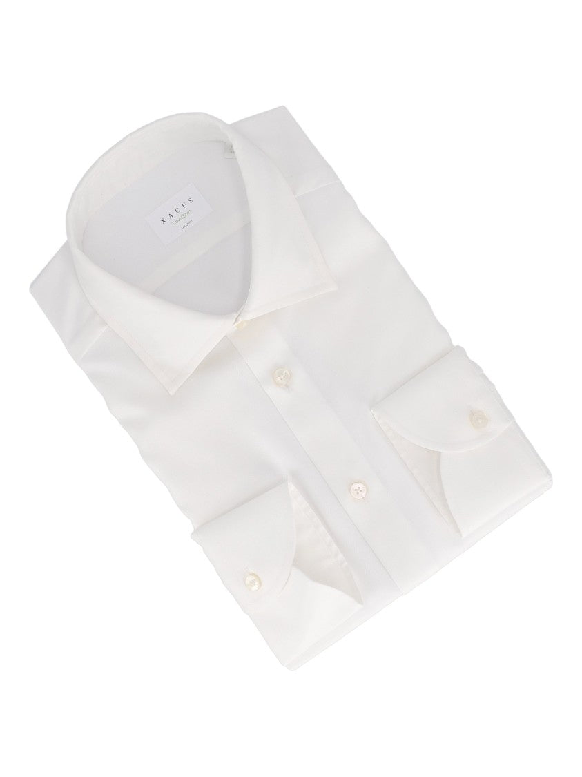 Xacus Tailored White Cotton Long-Sleeve Shirt