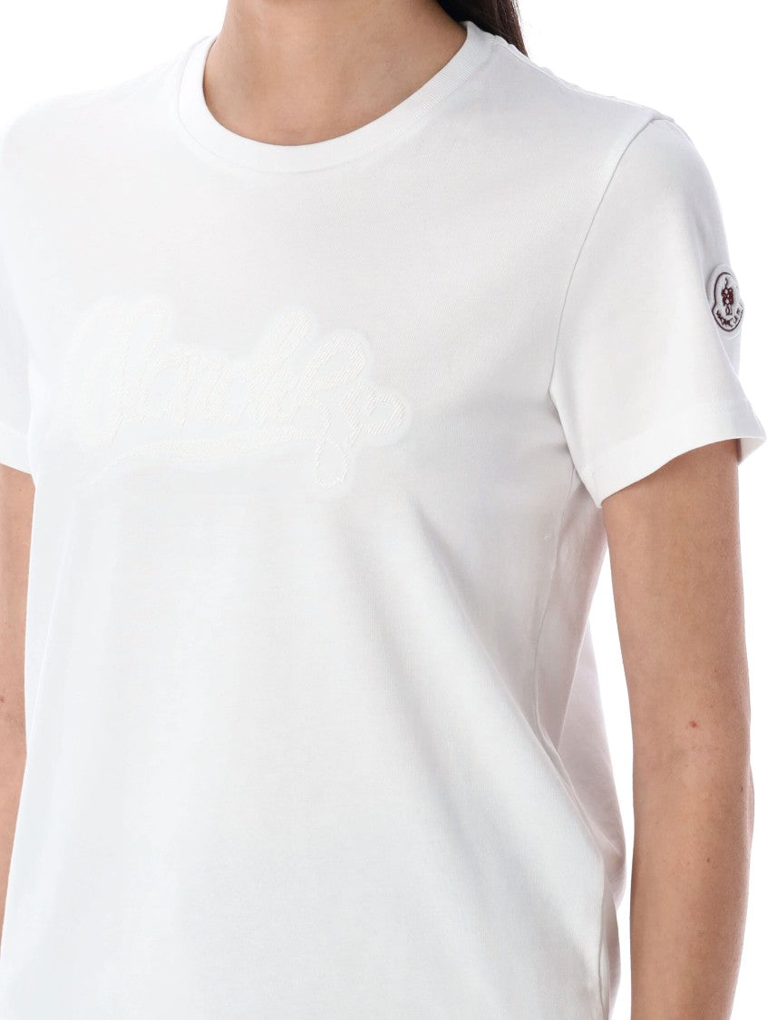 Moncler Embroidered Calligraphy Logo T-Shirt With Crewneck