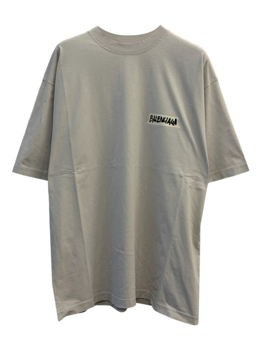 Balenciaga Grey T-Shirtand Bold Text Graphic
