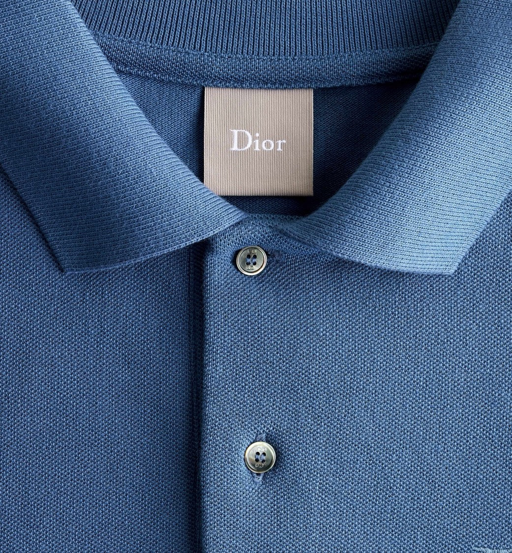 Christian Dior Textured Knit Polo Shirt With Embroidered Logo Detail