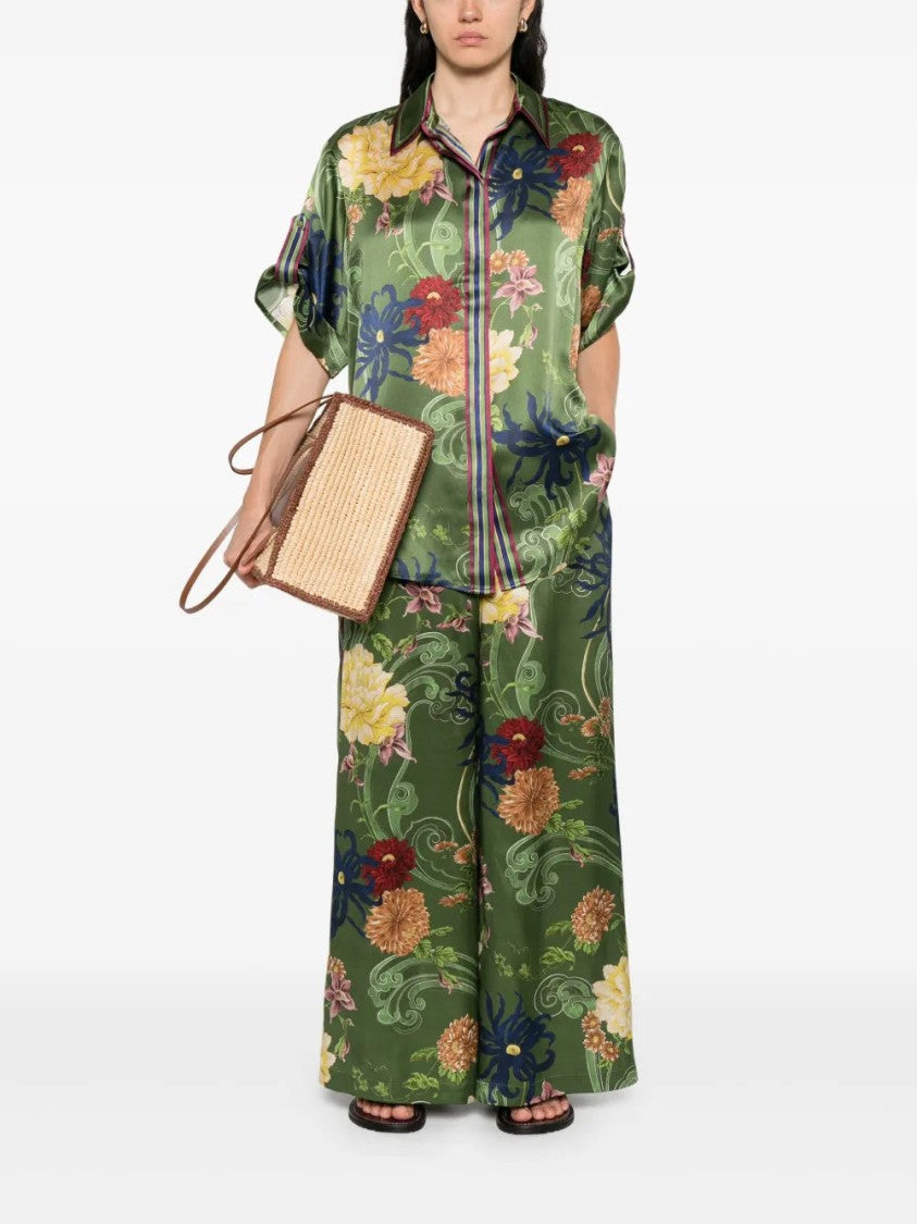 Alemais Wide Leg Floral Print Silk Avery Trousers