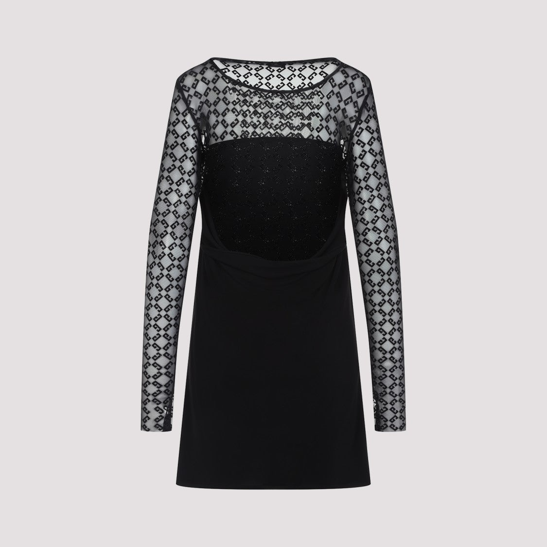 Givenchy Fitted Black Dress With Lace Overlay