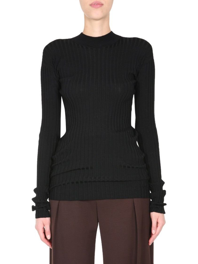 Bottega Veneta Polo Neck Turtleneck Sweater With Elongated Sleeves