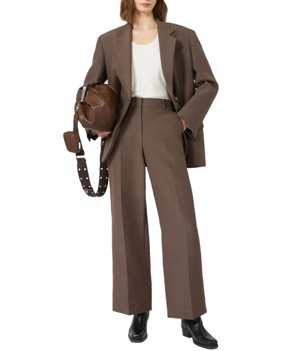 Max Mara Wide-Leg Chocolate Brown Trousers With Clean Lines