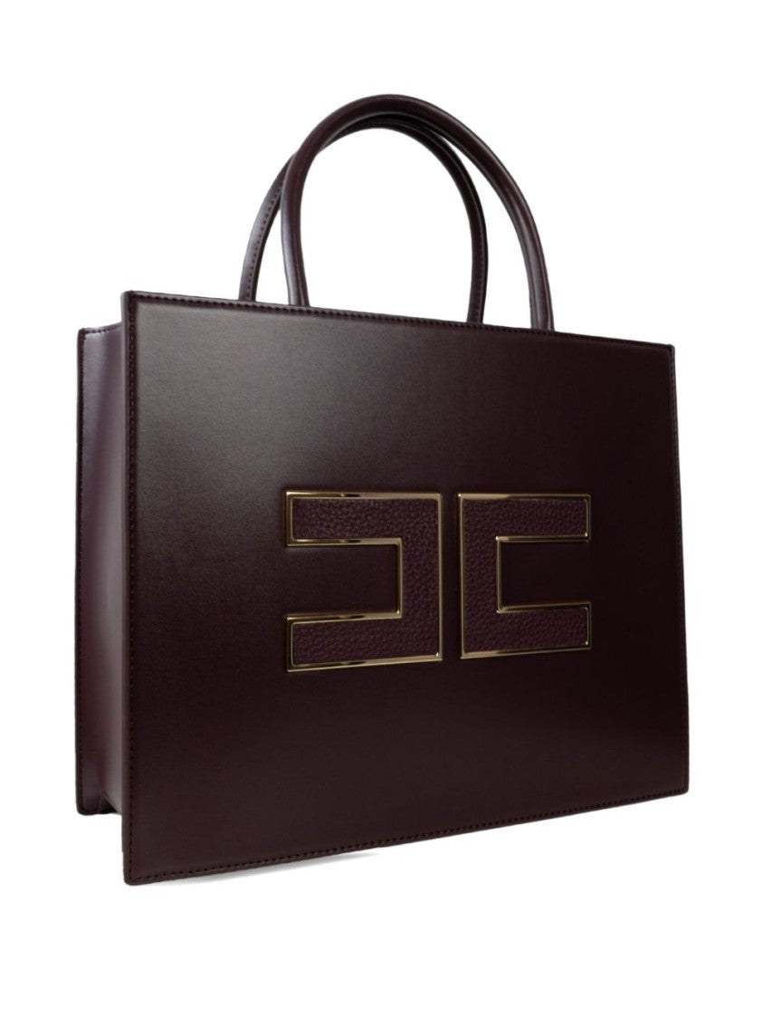 Elisabetta Franchi Structured Handbag With Prominent Logo Embellishment