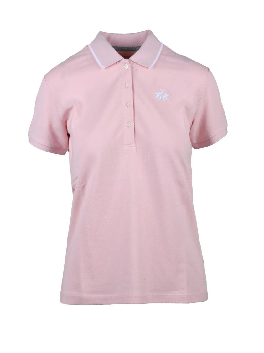 La Martina Pink Ribbed Cotton Polo Shirt