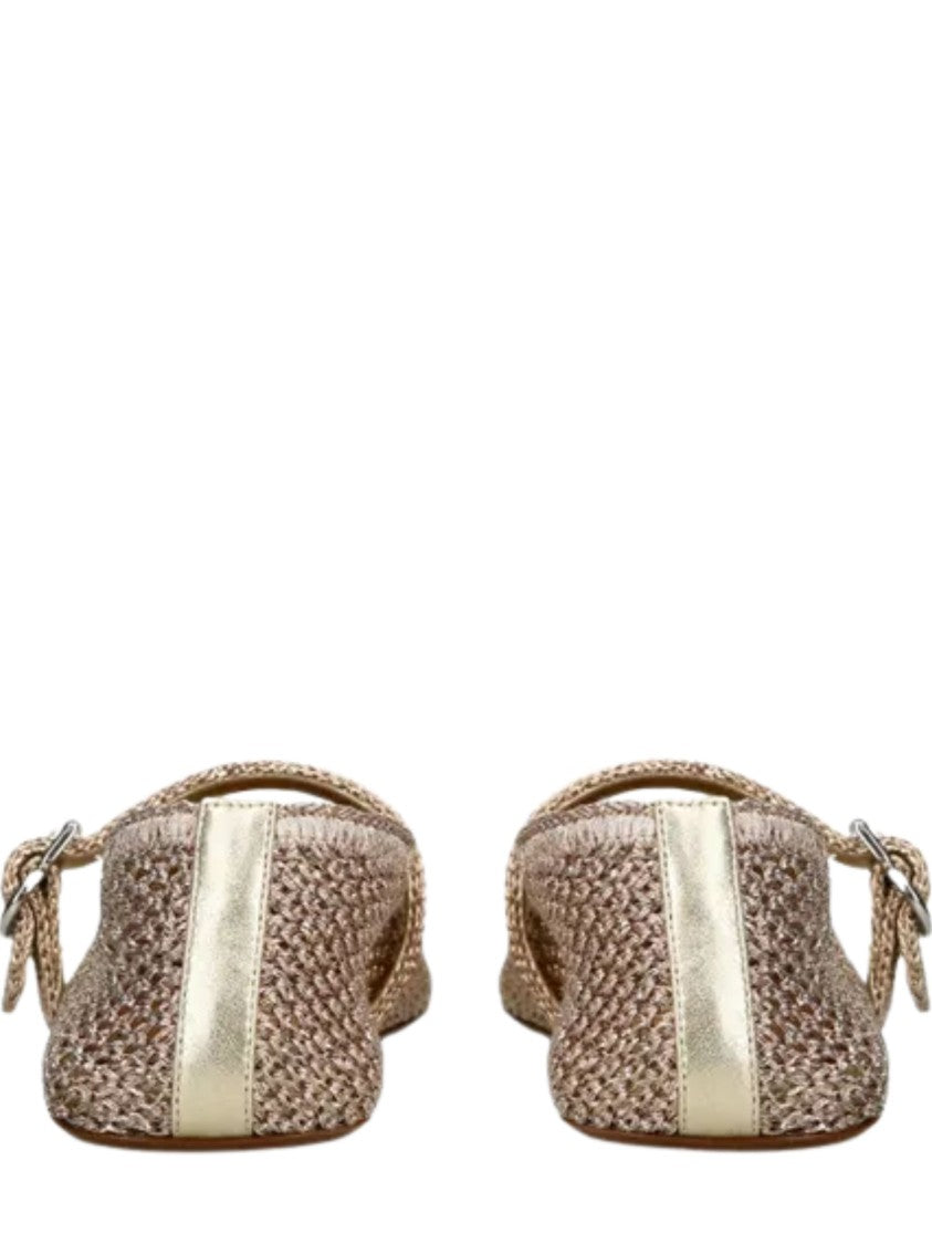 Alaïa Pink Rounded Toe Metallic Mesh Flats