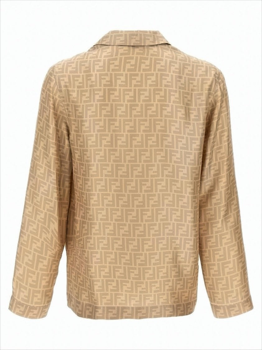 Fendi Tonal Geometric Pattern Silk Shirt