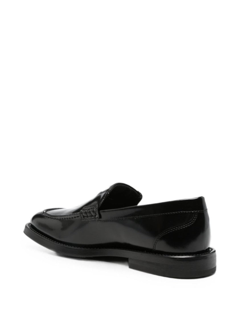 Moschino Polished Leather Loafers - Black