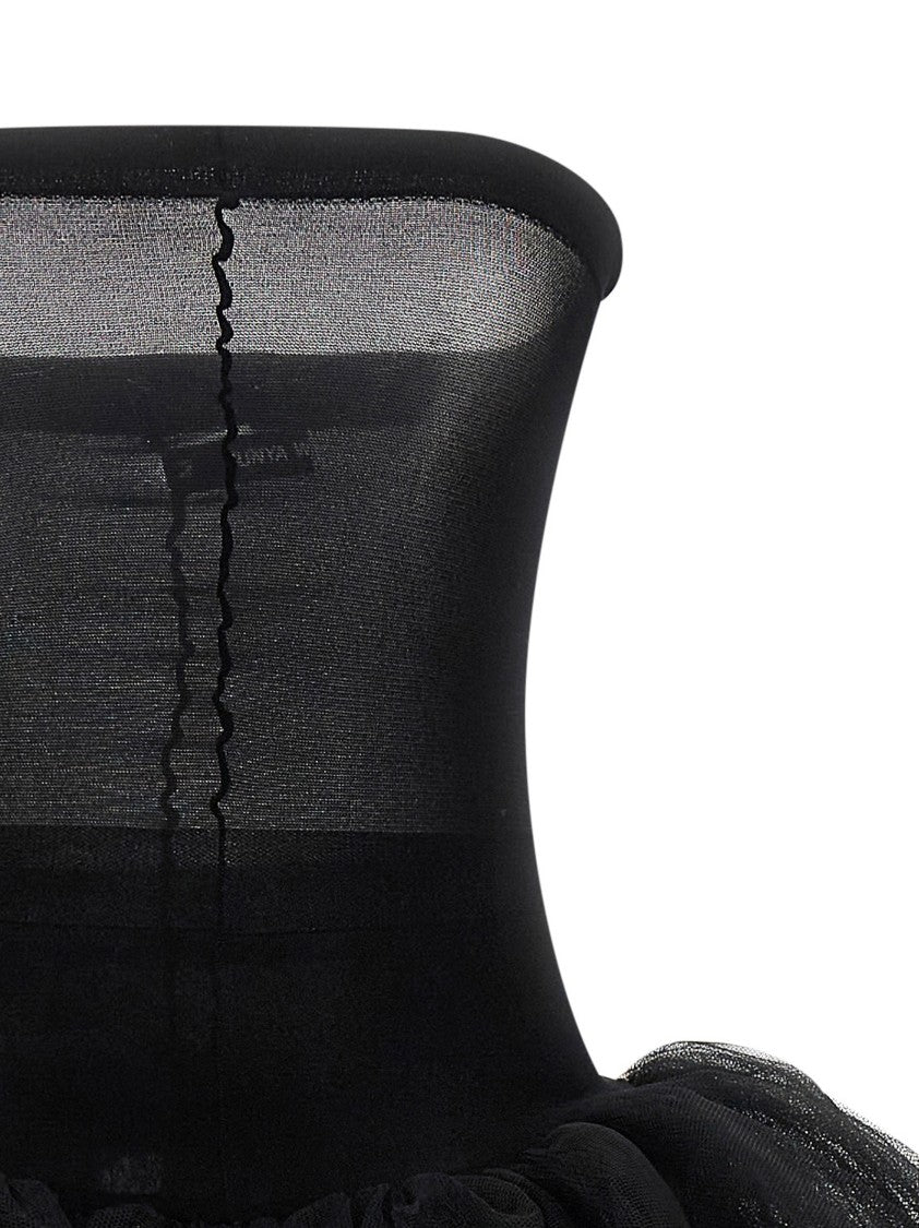Junya Watanabe Structured Tulle Midi Dress With Off-The-Shoulder Design