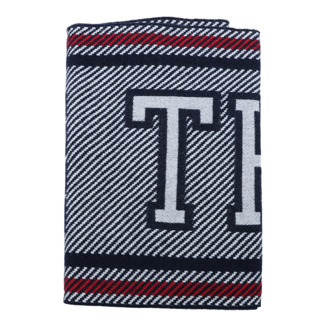 Thom Browne Multicolor Diagonal Striped Bold Lettering Silk Scarf