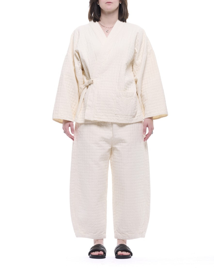 Eat Dust 673 Wheat Cotton Shogun Kimono With Quilted Texture