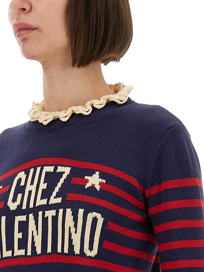 Valentino Striped Cotton Jersey Sweater