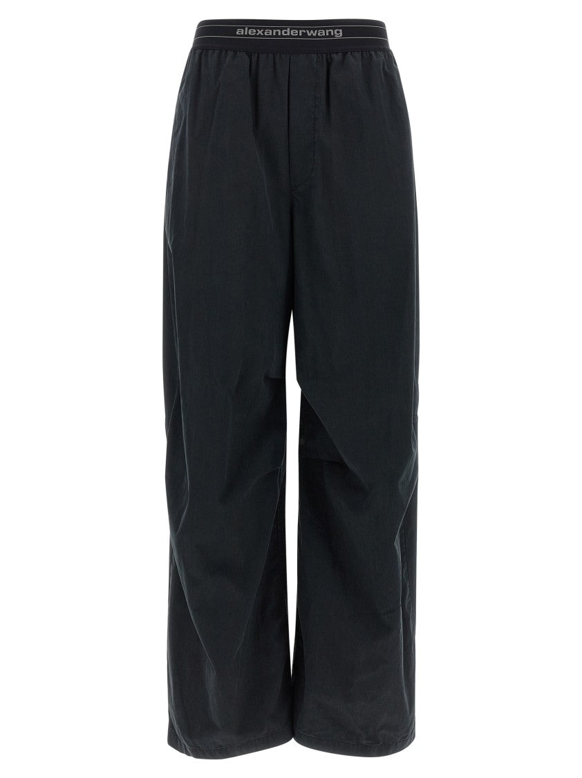 Alexander Wang Wide-Leg Pants With Trompe L'oeil Flap And Contrast Logo