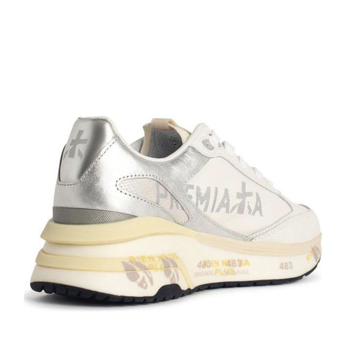 Premiata White Moerund Nylon Metallic Accent Sneakers