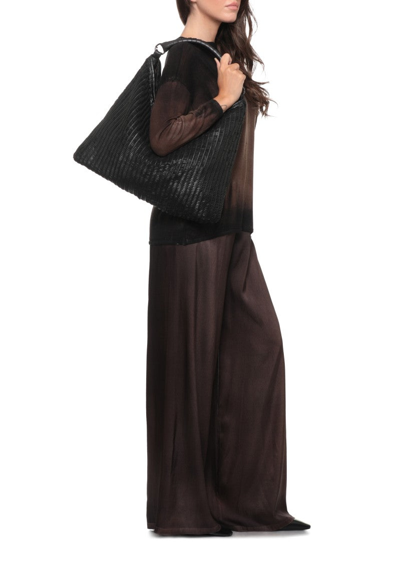 Reptile's House Textured Leather Shopper Bag With Moon Pattern