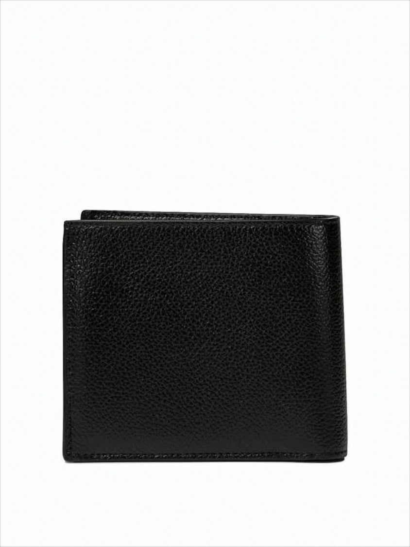 Balenciaga Textured Calf Leather Bifold Wallet With Distressed Logo