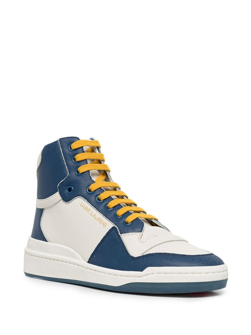Saint Laurent White/Blue Sl24 High Top Sneakers
