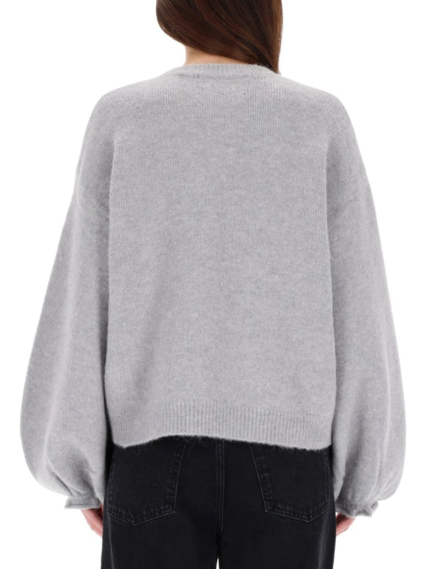 Rotate Birger Christensen Light Grey Sweater With Balloon Sleeves