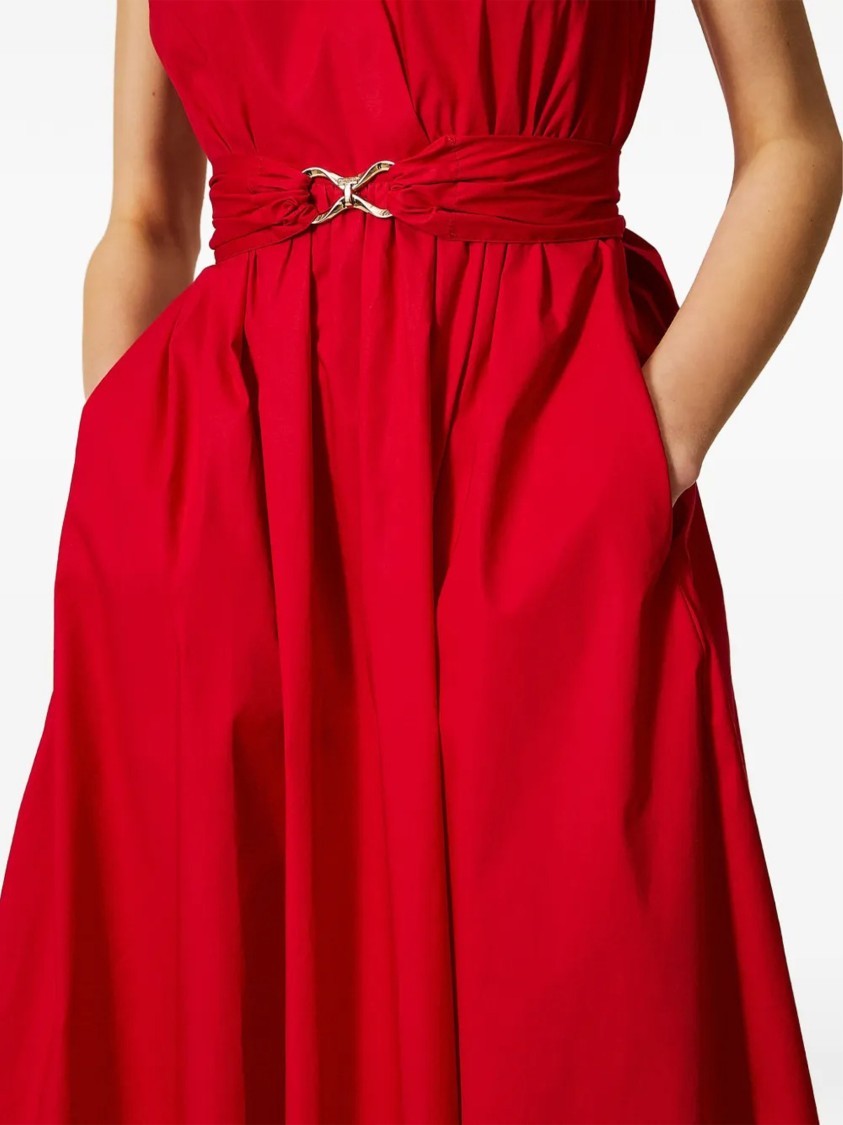 Twin-Set Sleeveless Midi Deep V-Neck Dress