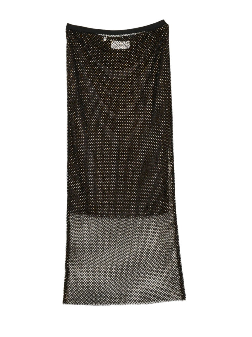 Sportmax Longuette Skirt With Black Net Overlay And Bronze Shimmer