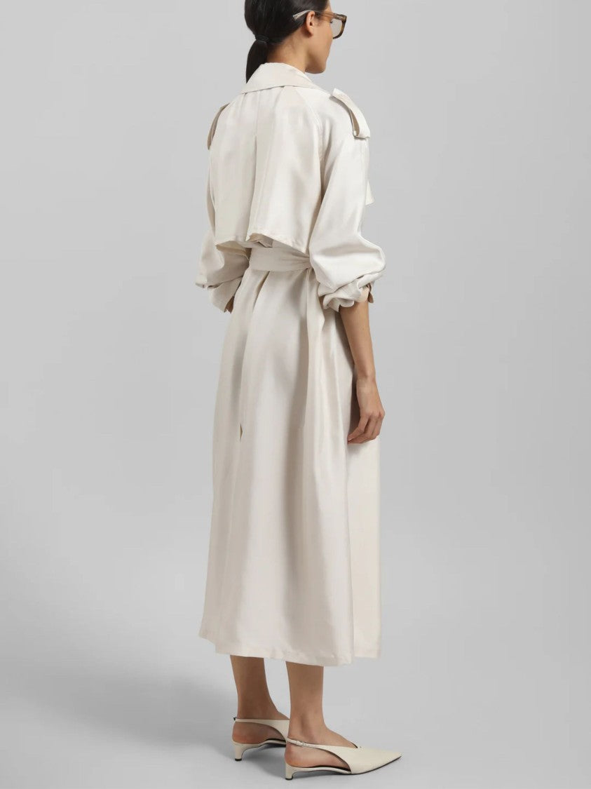 The Frankie Shop Ivory Fluid Silk Trench Coat