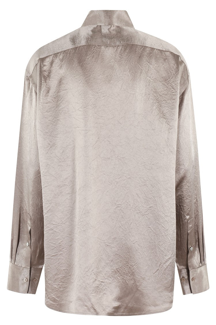 Filippa K Taupe Crinkle Satin Shirt