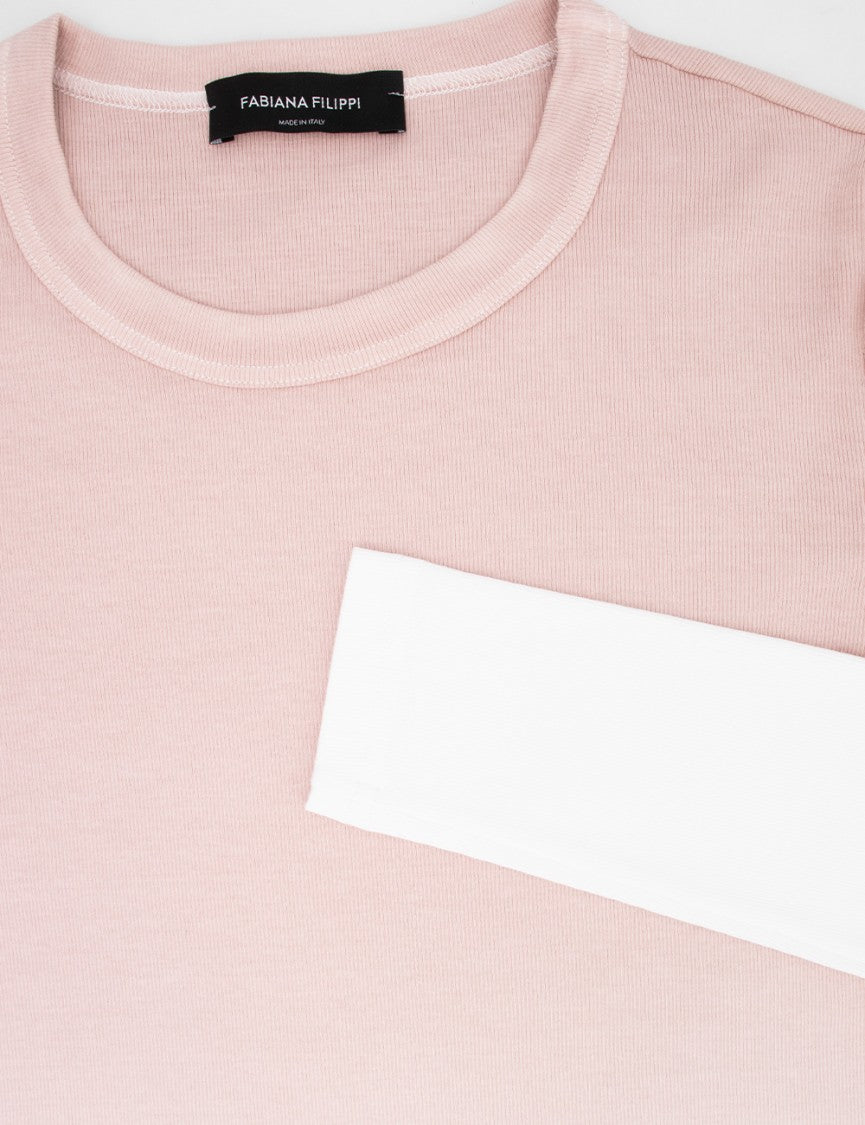 Fabiana Filippi Ribbed Cotton Sweater With Shaded Print