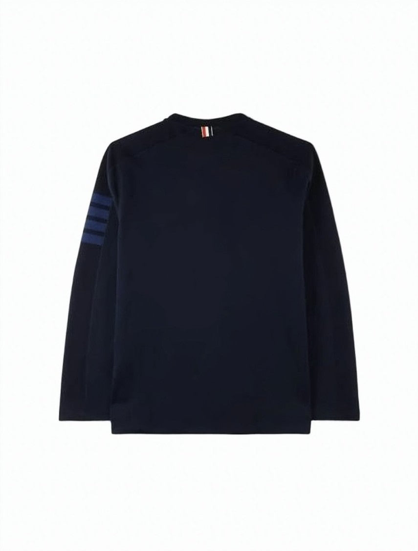 Thom Browne Long-Sleeve T-Shirt With Striped Detailing And Logo Patch