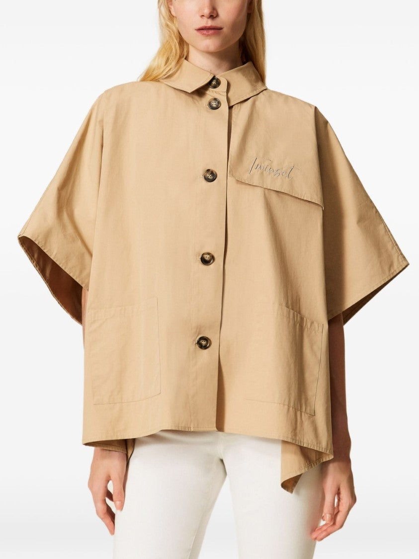 Twin-Set Delicate Sand Woven Embroidered Jacket