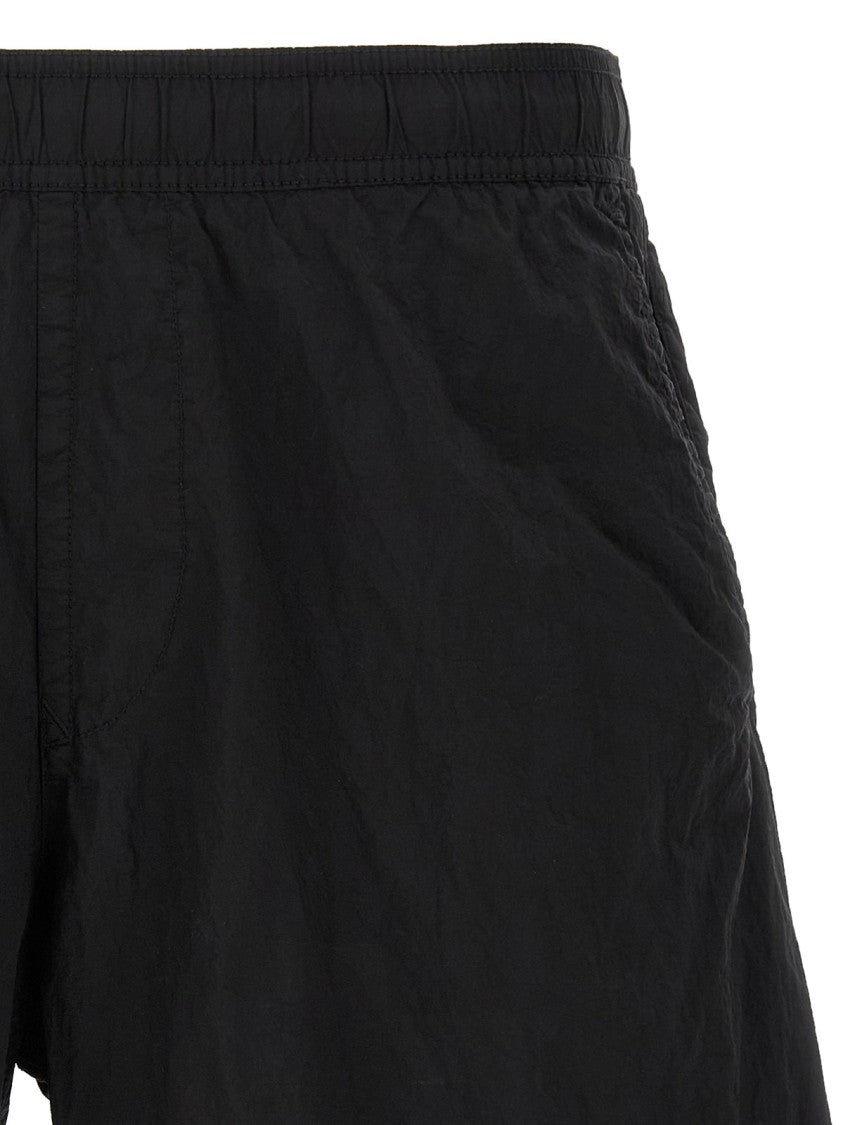 Stone Island Black Swim Shorts With Elastic Waistband