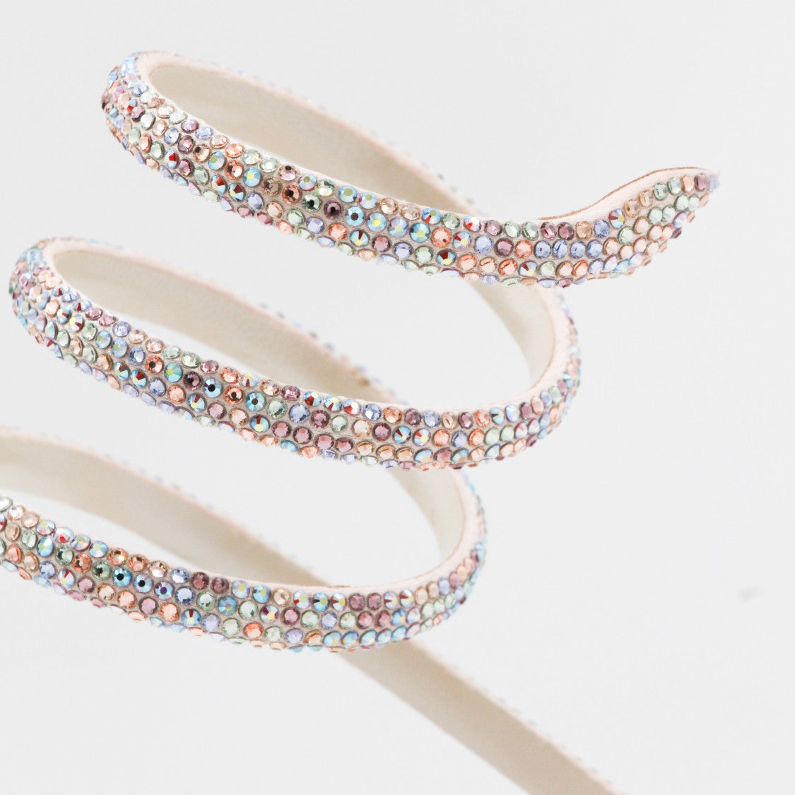 René Caovilla High-Heeled Sandals With Coiled Rhinestone Ankle Strap