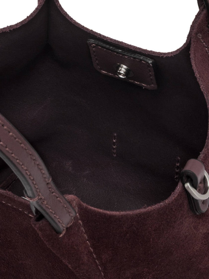 Gianni Chiarini Burgundy Suede Shoulder Bag With Versatile Handles