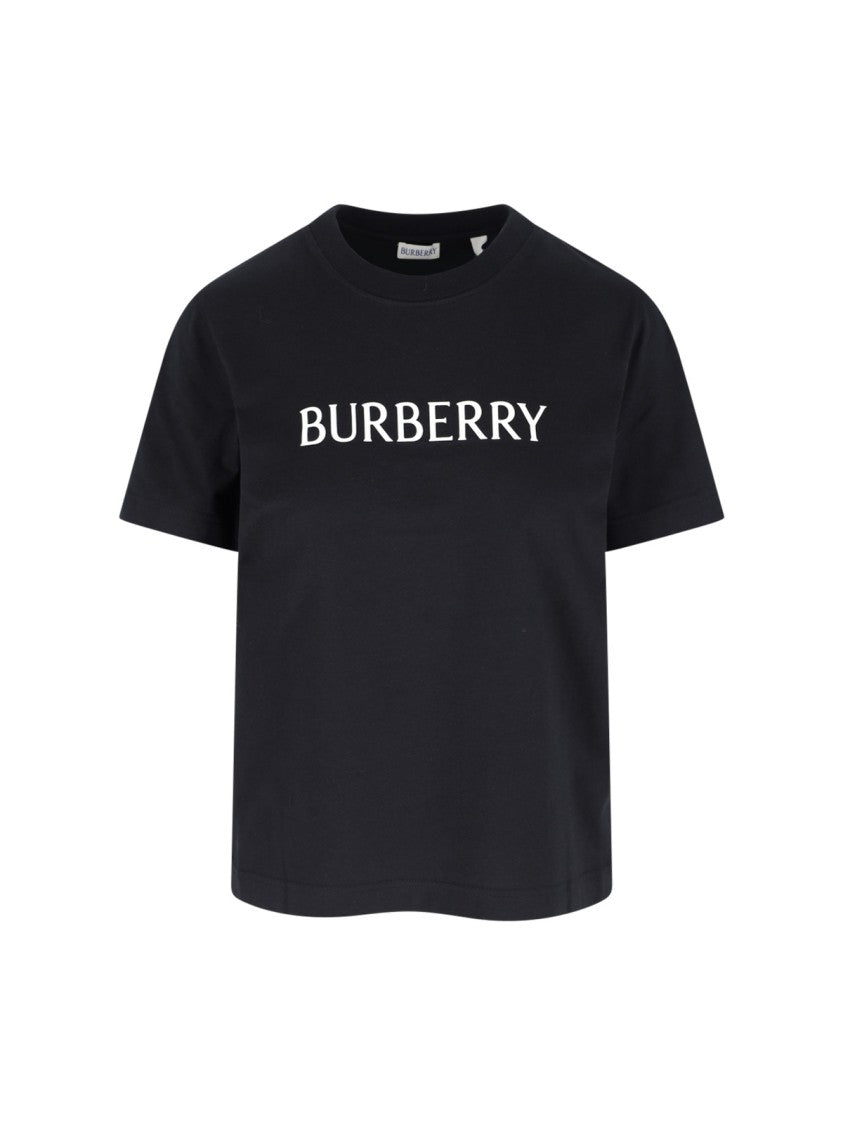 Burberry Logo T-Shirt In Black Cotton, Crew Neck