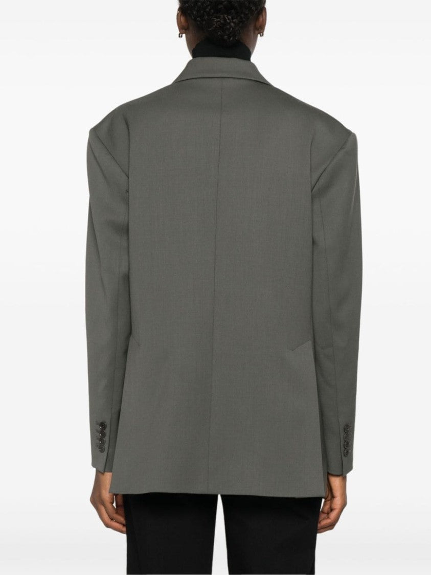 Parosh Ivy Green Virgin Wool Blend Twill Blazer