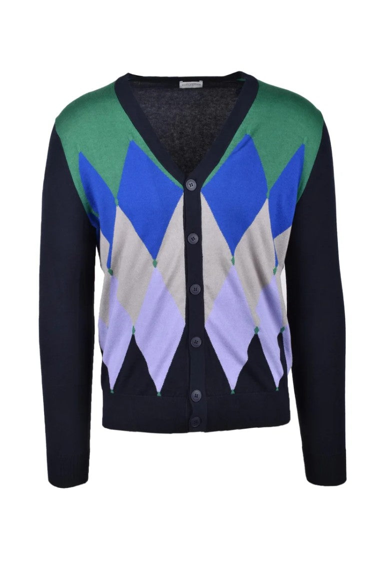 Ballantyne Cotton And Cashmere Cardigan - Blue