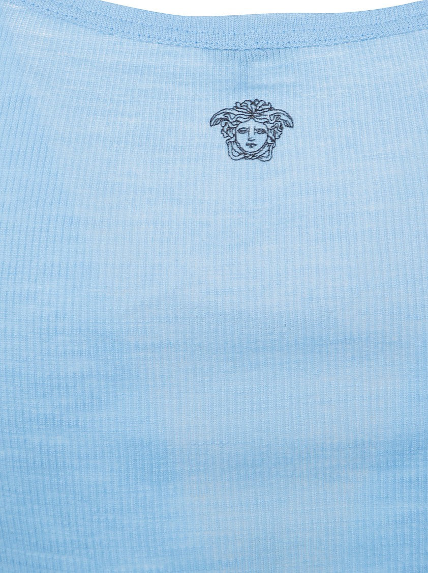 Versace Slim Fit Sleeveless Top With Rounded Neckline