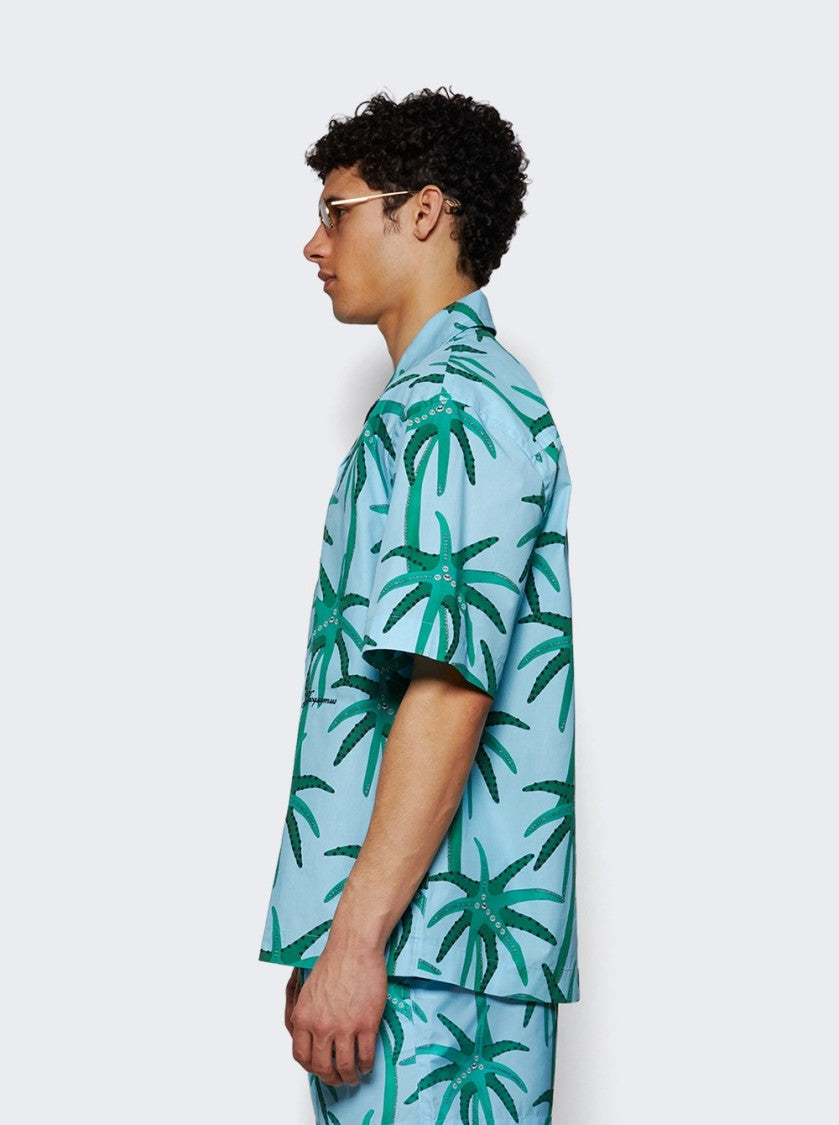 Jacquemus Jean Shirt Print Palmtrees Star Blue